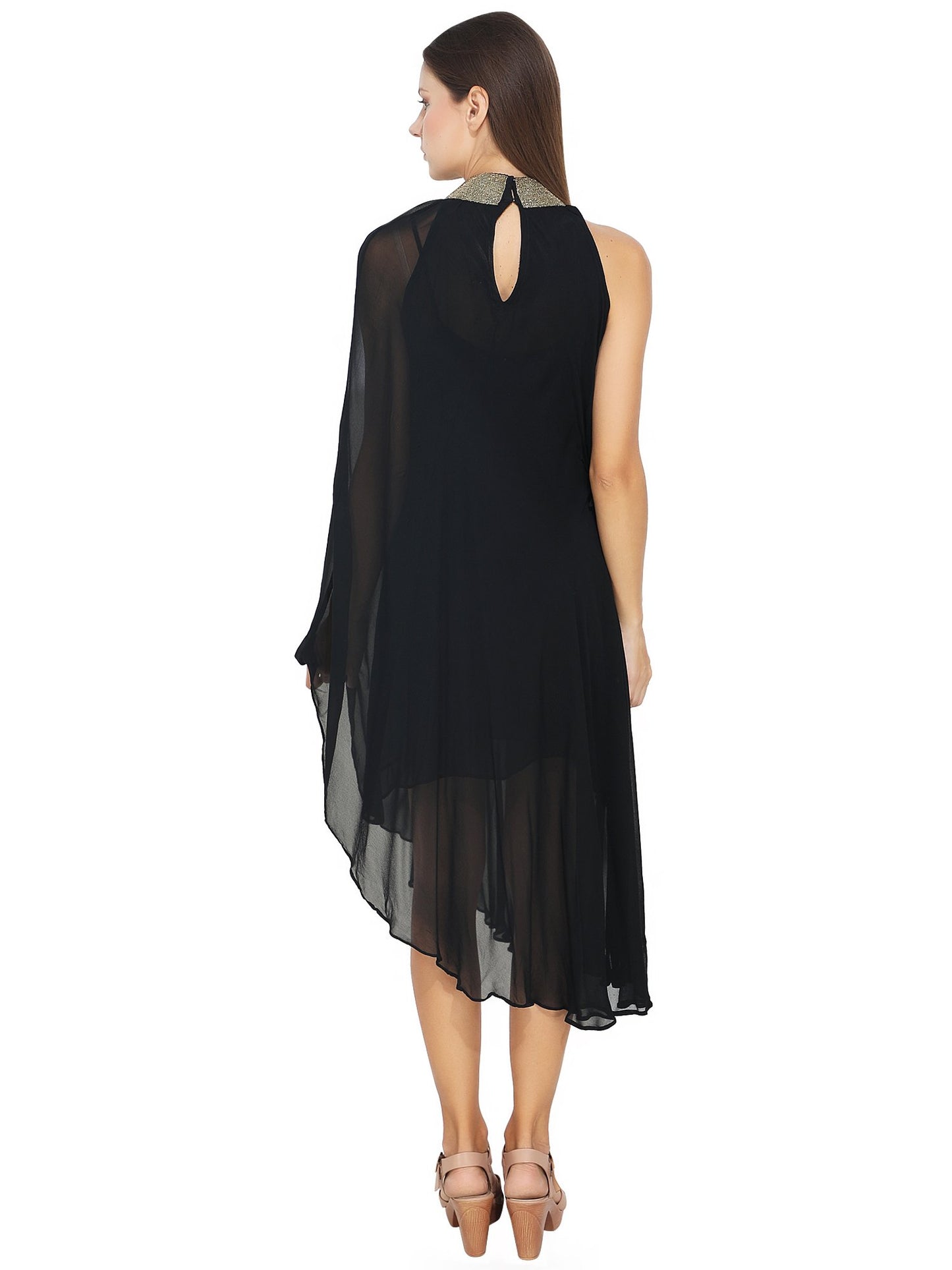 One Sleeve Black Dress