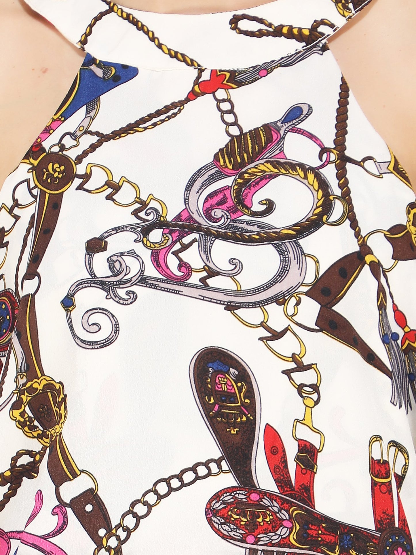 Chain Print Halter Neck cream top