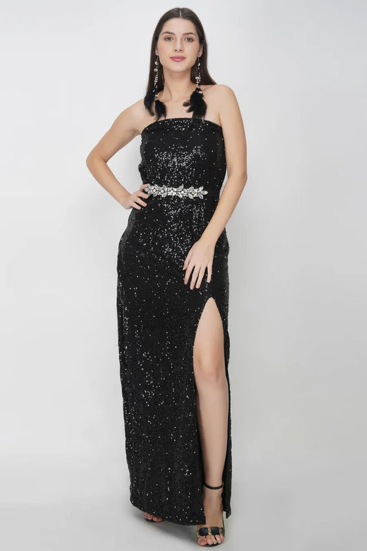 Tube Style Black Sequin Dress