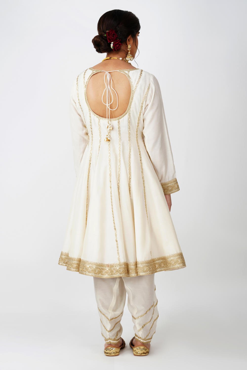 Ivory Beige Frock-Style Anarkali Suit Set