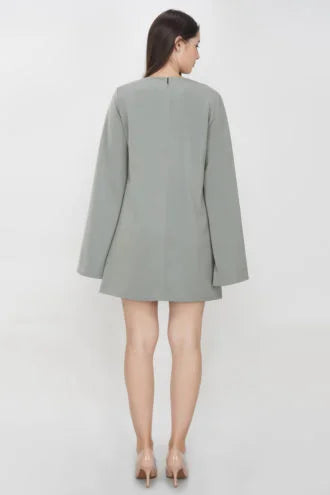 Light Grey Slit Sleeves Dress