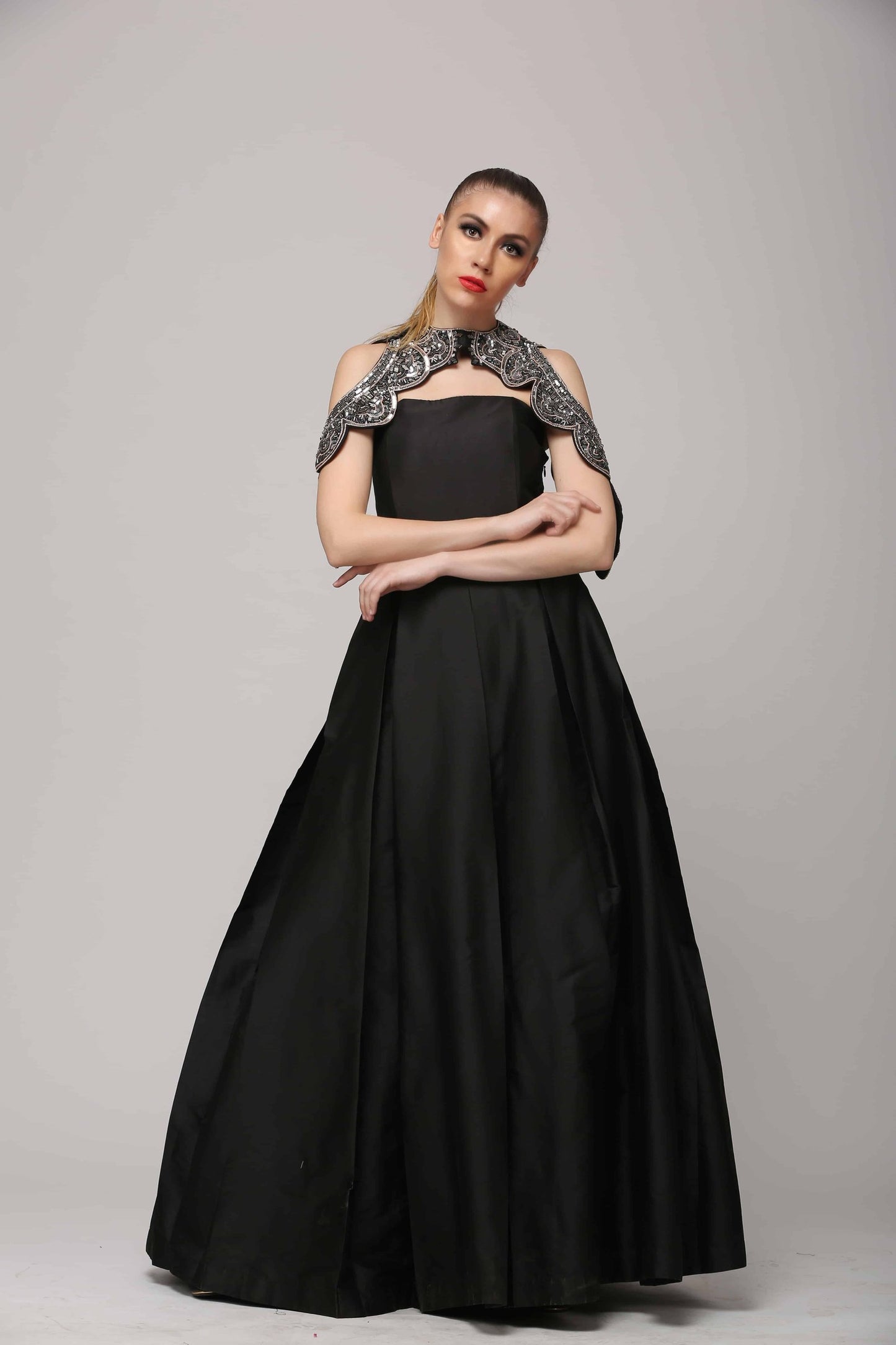 SAI 110 Black Tube Silk Gown