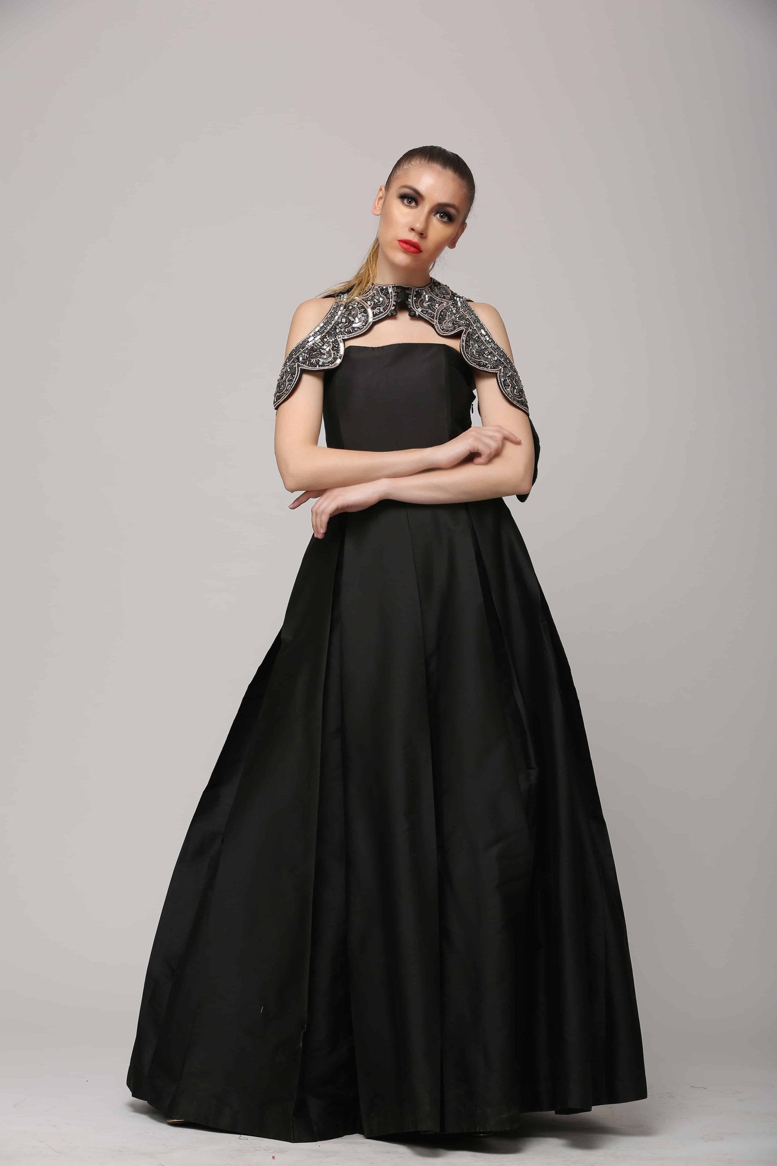 SAI 110 Black Tube Silk Gown