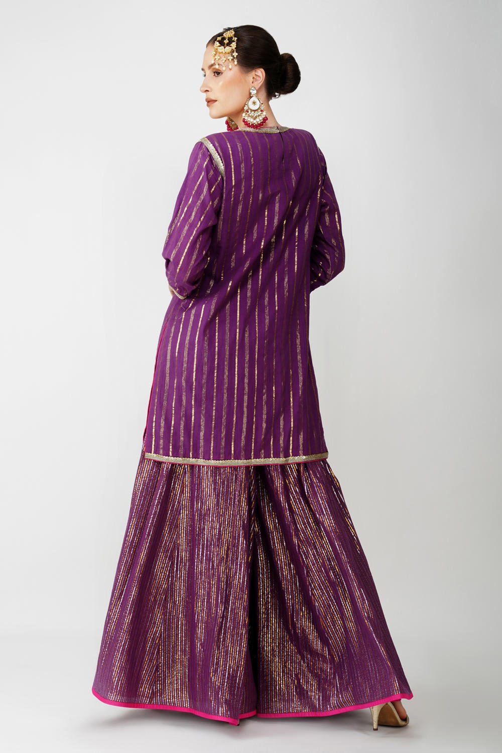Imperial Purple cotton lurex Suit Set