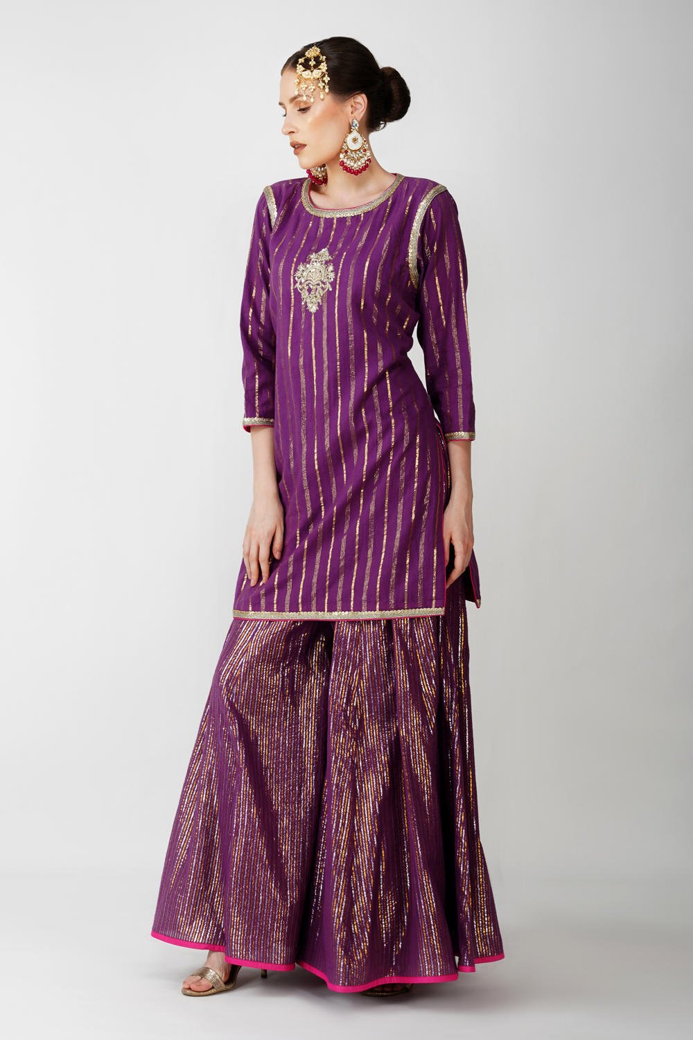 Imperial Purple cotton lurex Suit Set