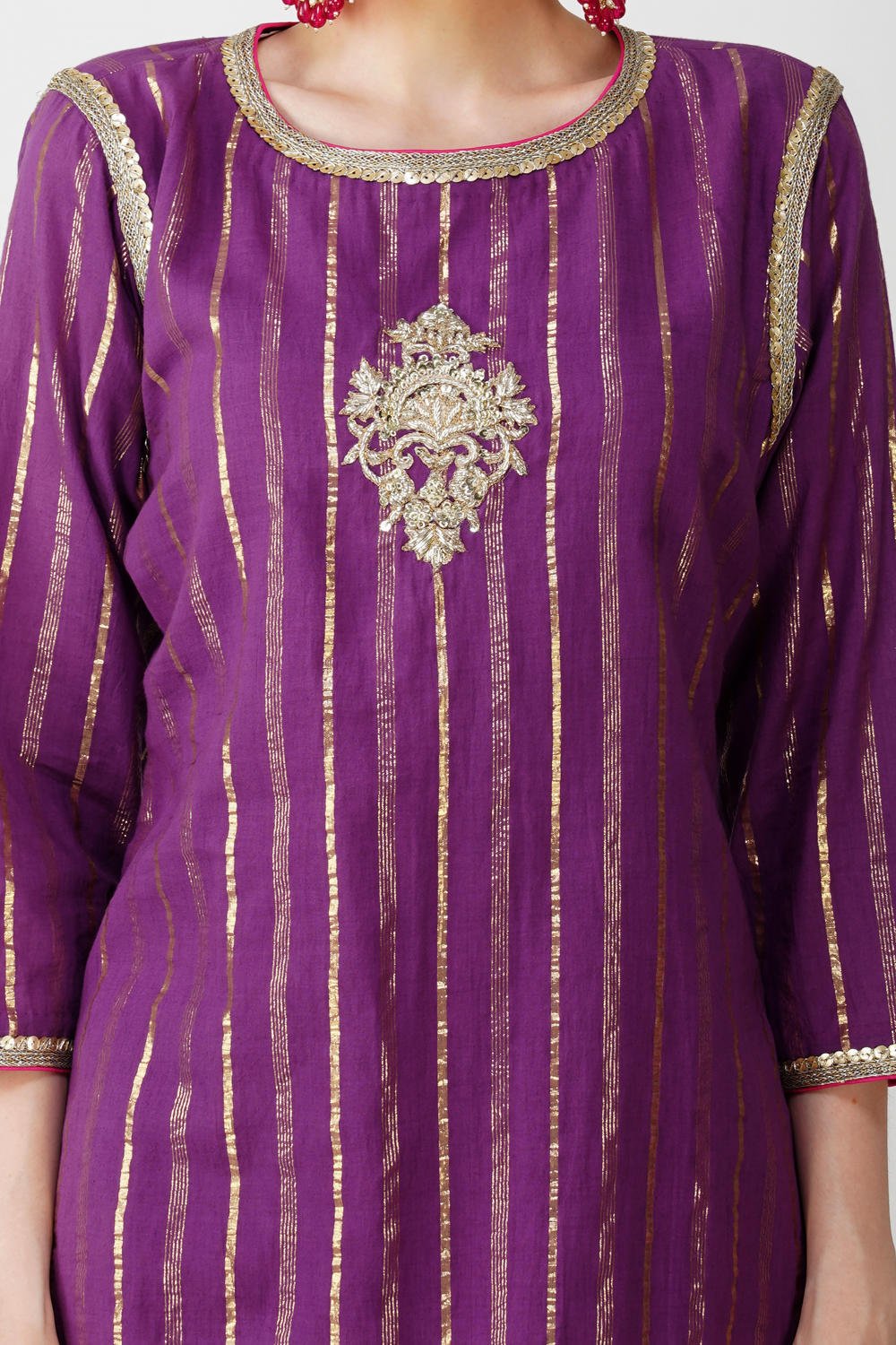 Imperial Purple cotton lurex Suit Set