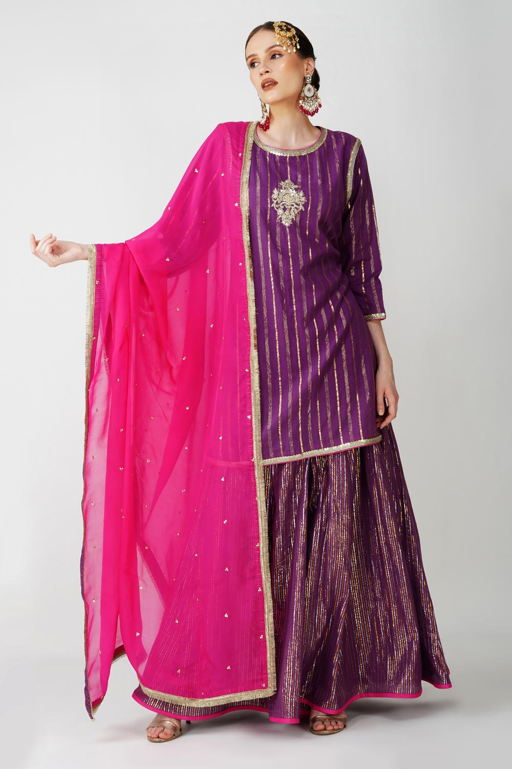 Imperial Purple cotton lurex Suit Set