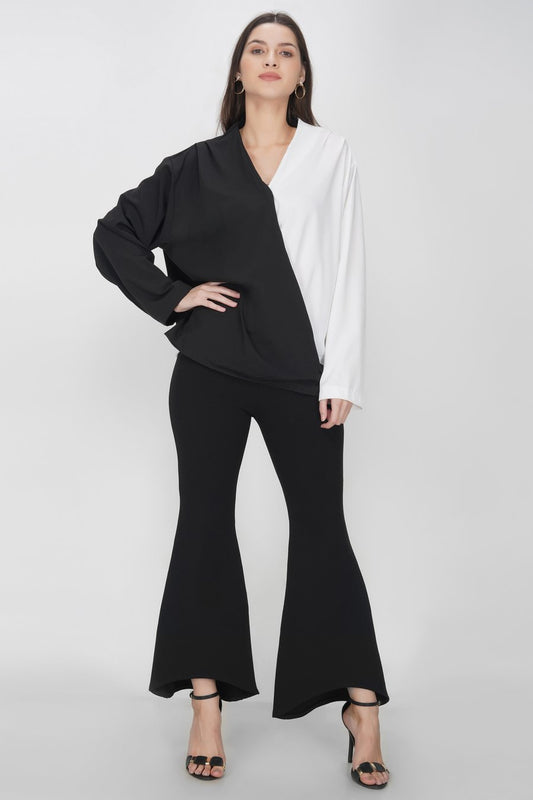 Black and white crossover top
