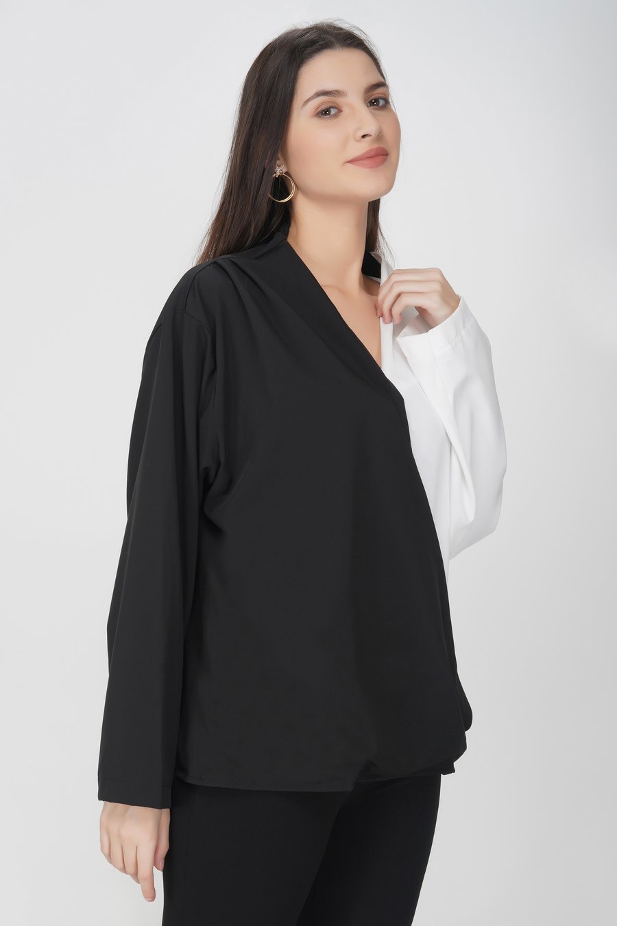 Black and white crossover top