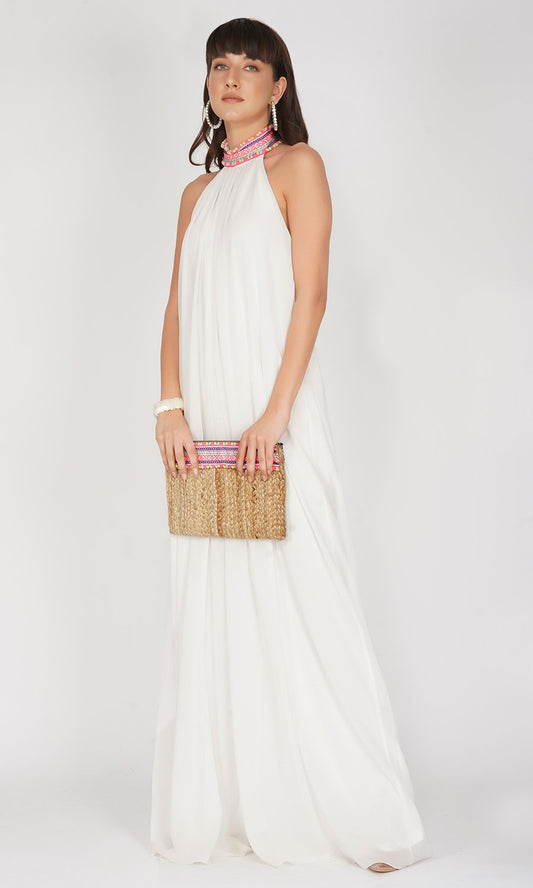 White Jumsuit with Neon Lace