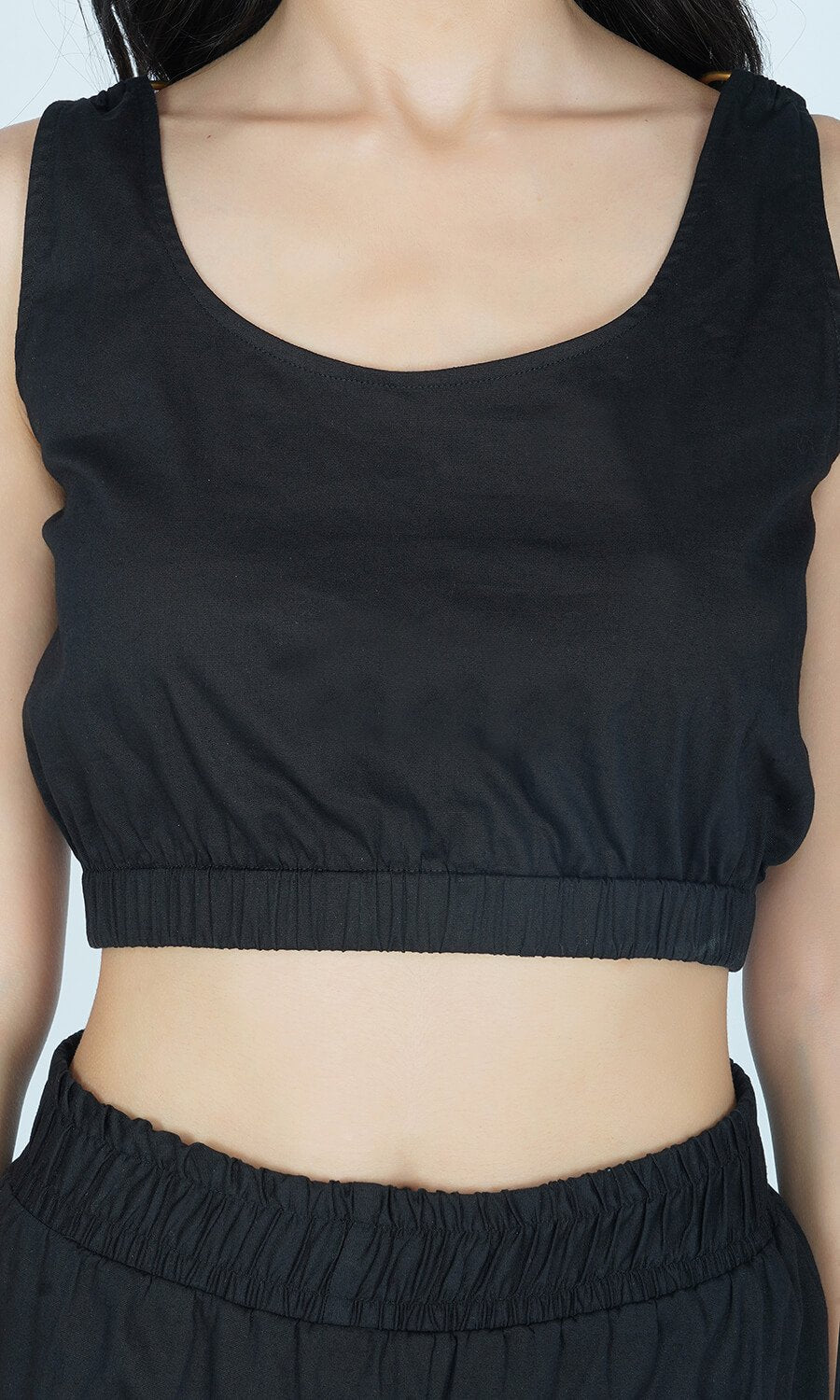 Kovet Black Solid Ring Crop Top