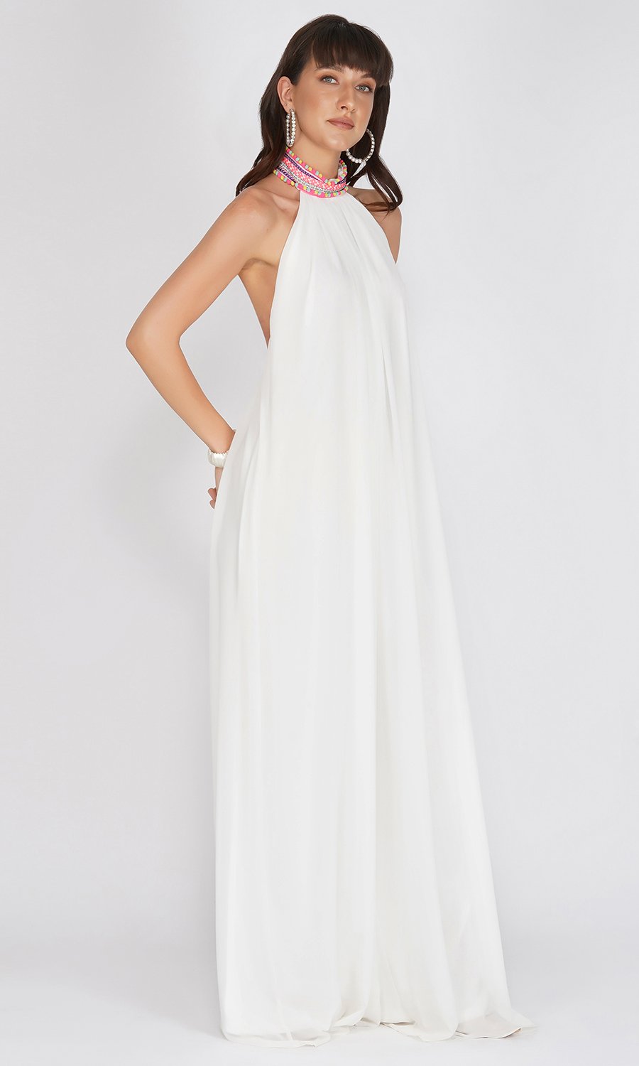 White Jumsuit with Neon Lace