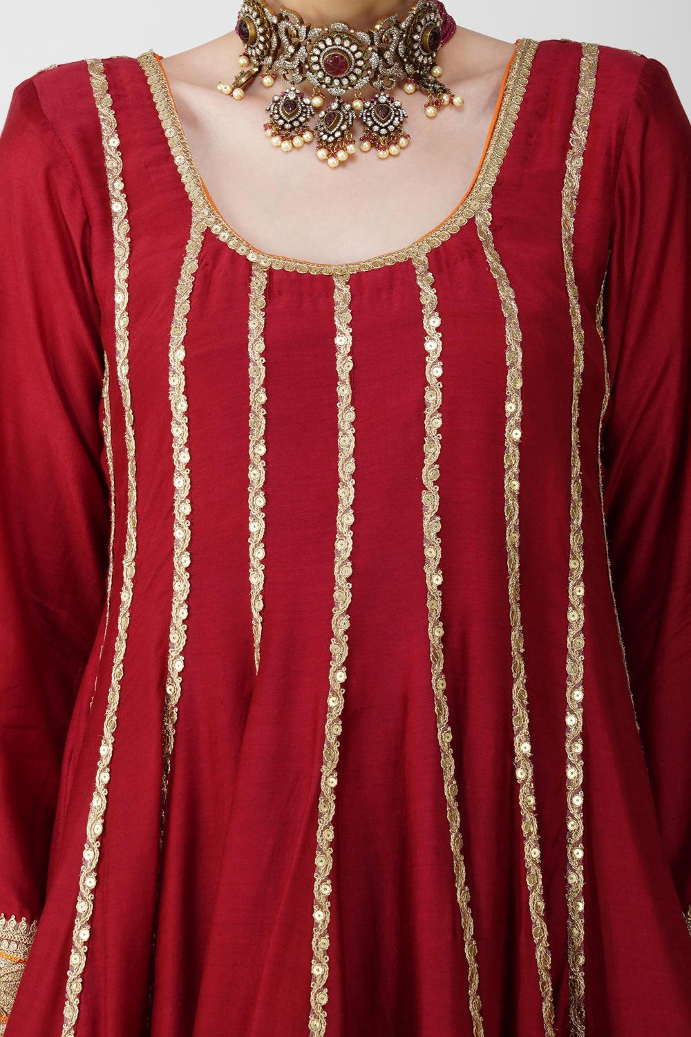 Mahroon-Rustic Charm Frock-Style Anarkali Suit Set