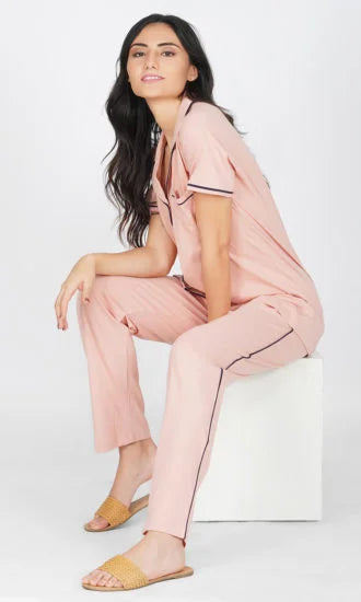 Solid Pink Pajama Night Suit Set