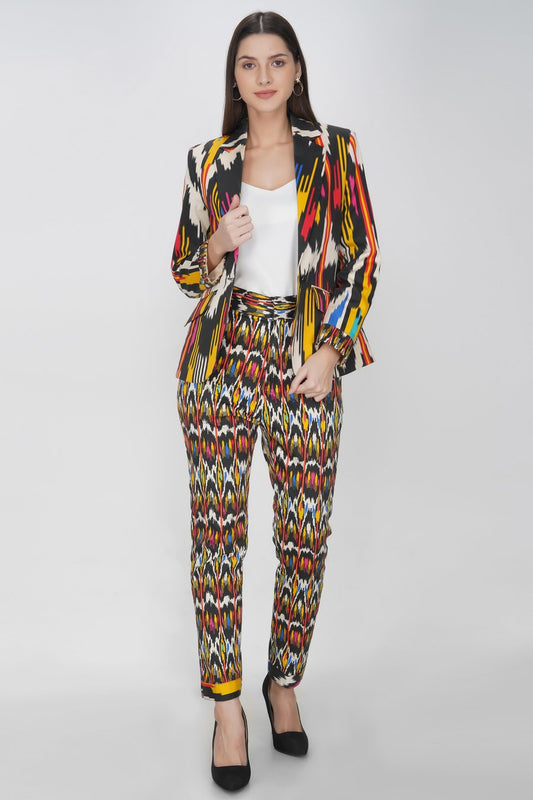 Ikat print blazer set
