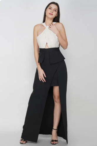 Cross Halter Neck Slit Dress