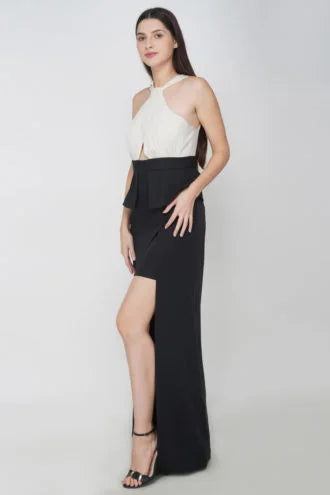 Cross Halter Neck Slit Dress