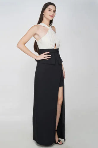 Cross Halter Neck Slit Dress