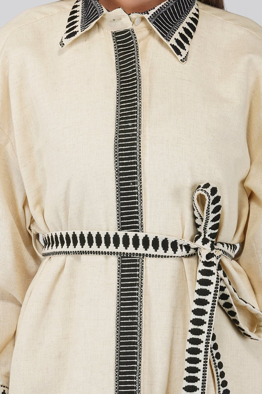 Cotton flax shirt style dress