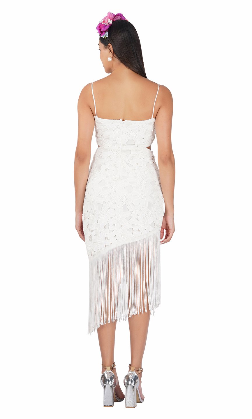 Asymmetrical Fringe Trimmed Dress