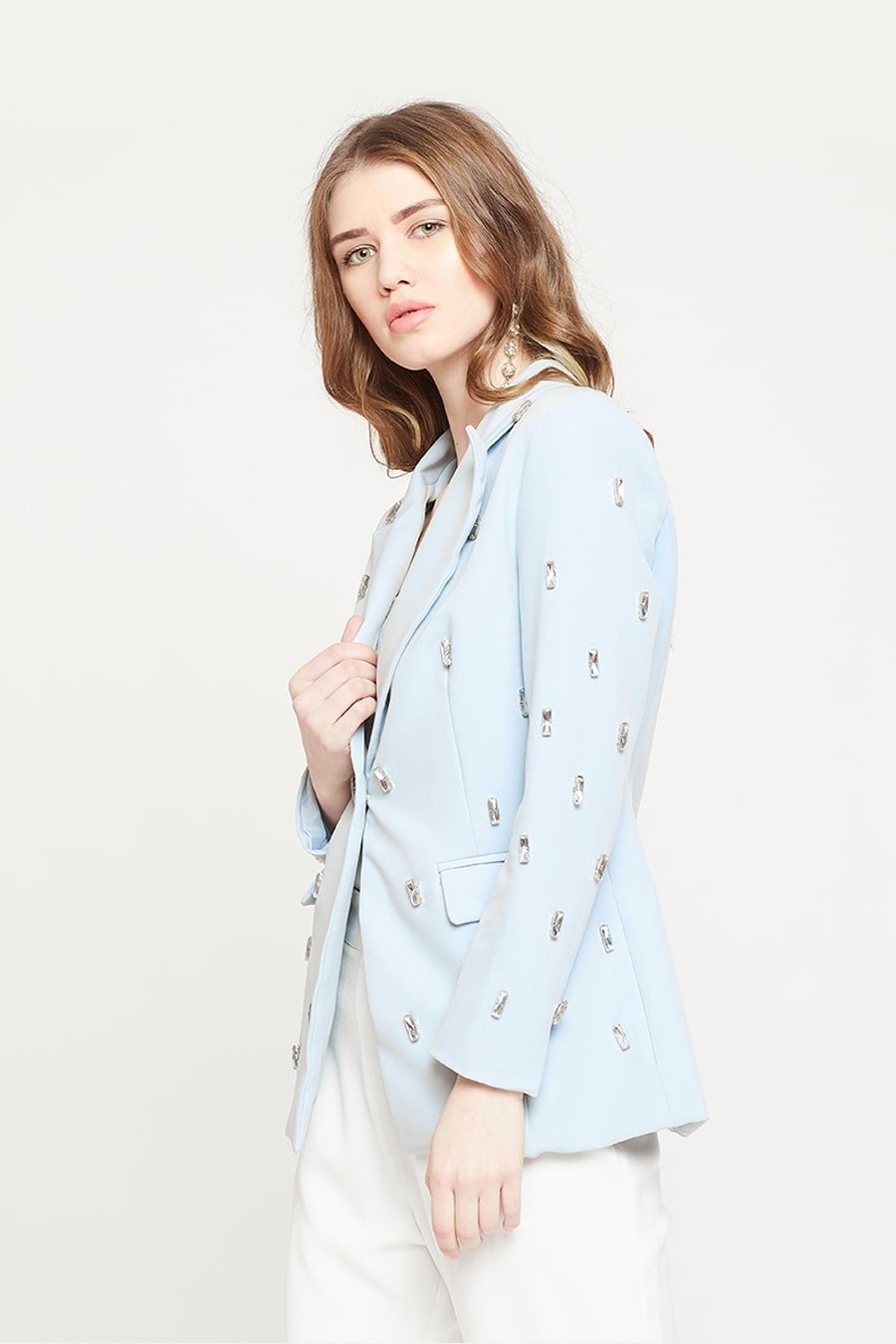 Blue Crystal Studded Blazer