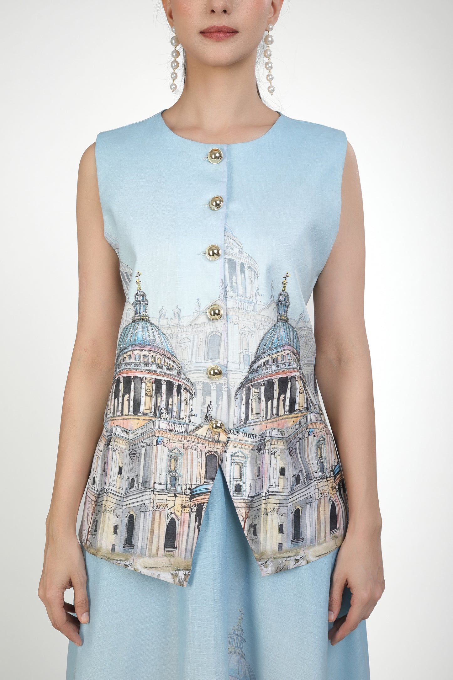 Azure Dome Digital Print Vest