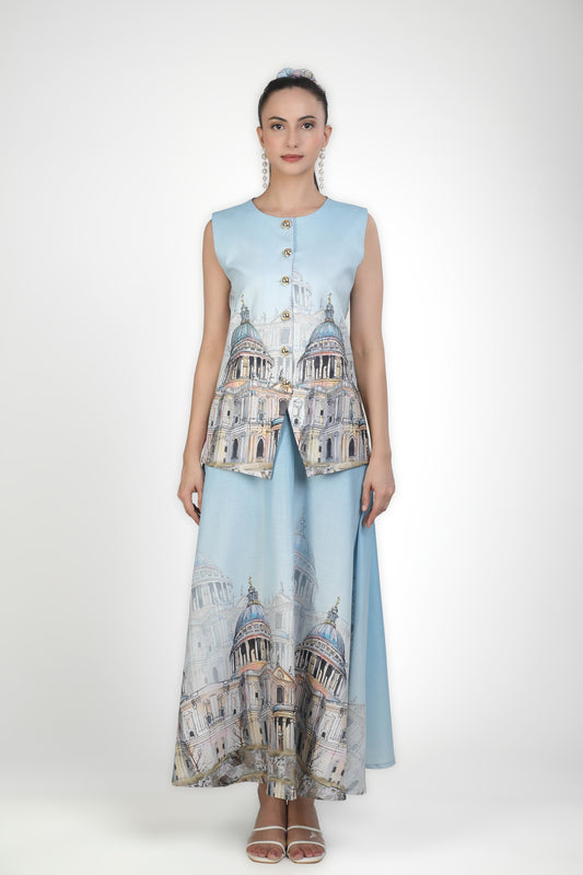 Azure Dome Digital Print Vest