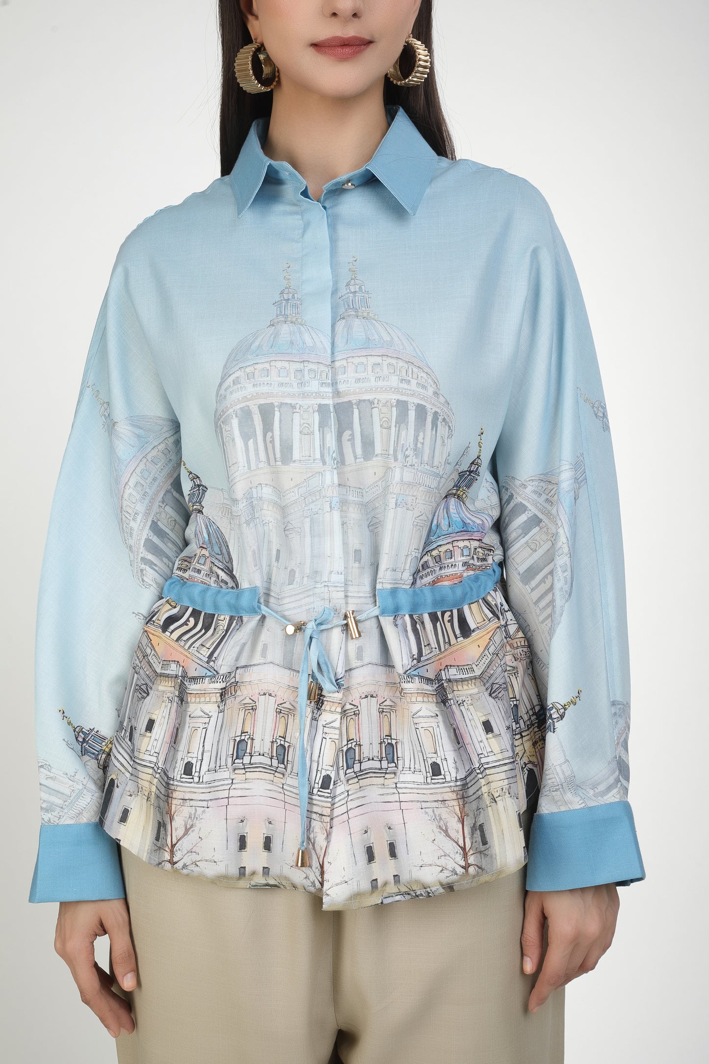 Blue Digital Print Shirt