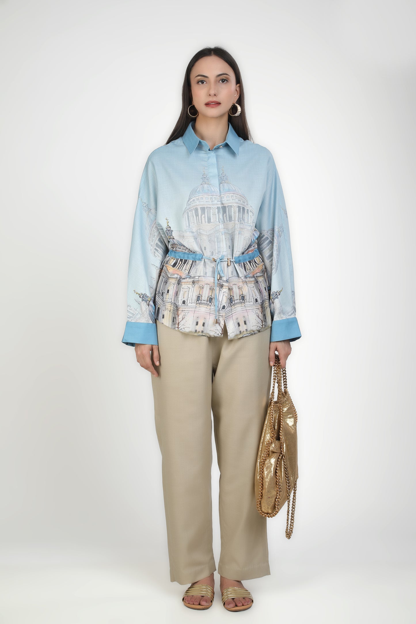 Blue Digital Print Shirt