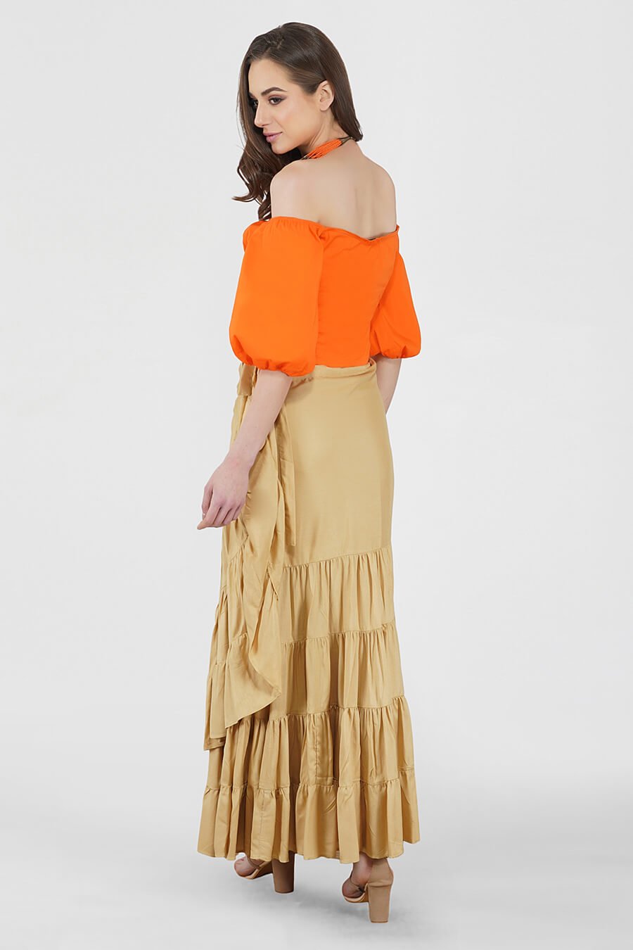 Beige Wrap Layered Skirt