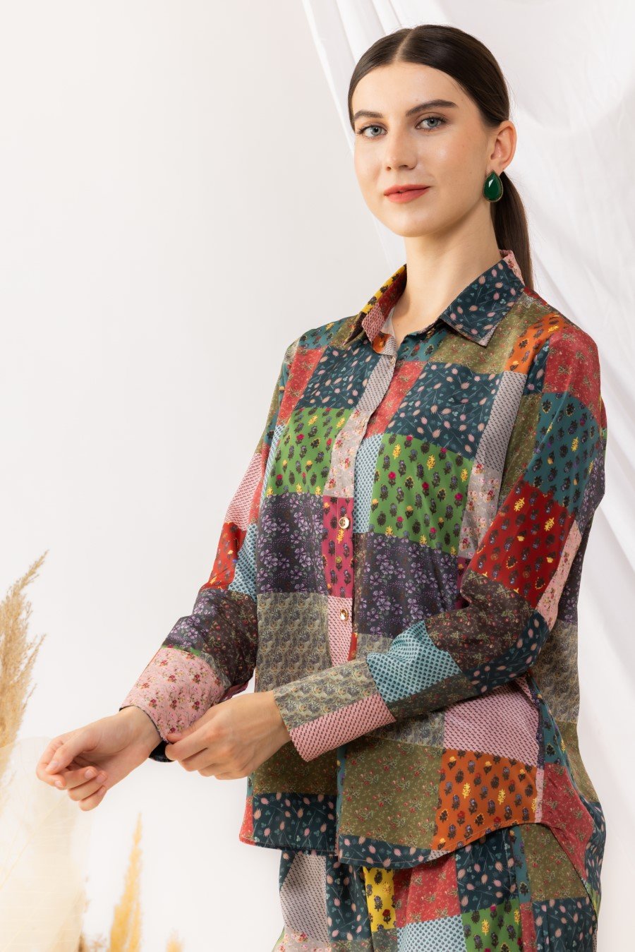 Bohemian Collar Style Front Button Shirt