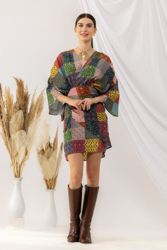 Bohemian digital Printed  Wrap Dress