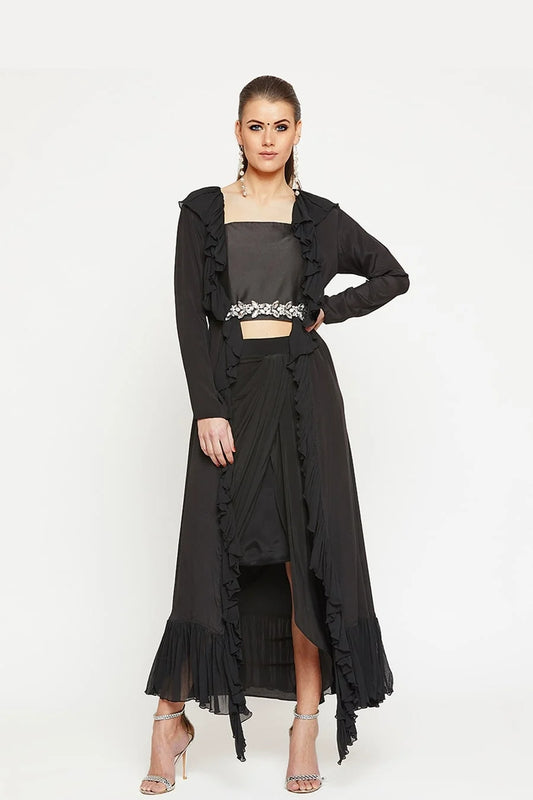 Black Shrug with Dhoti