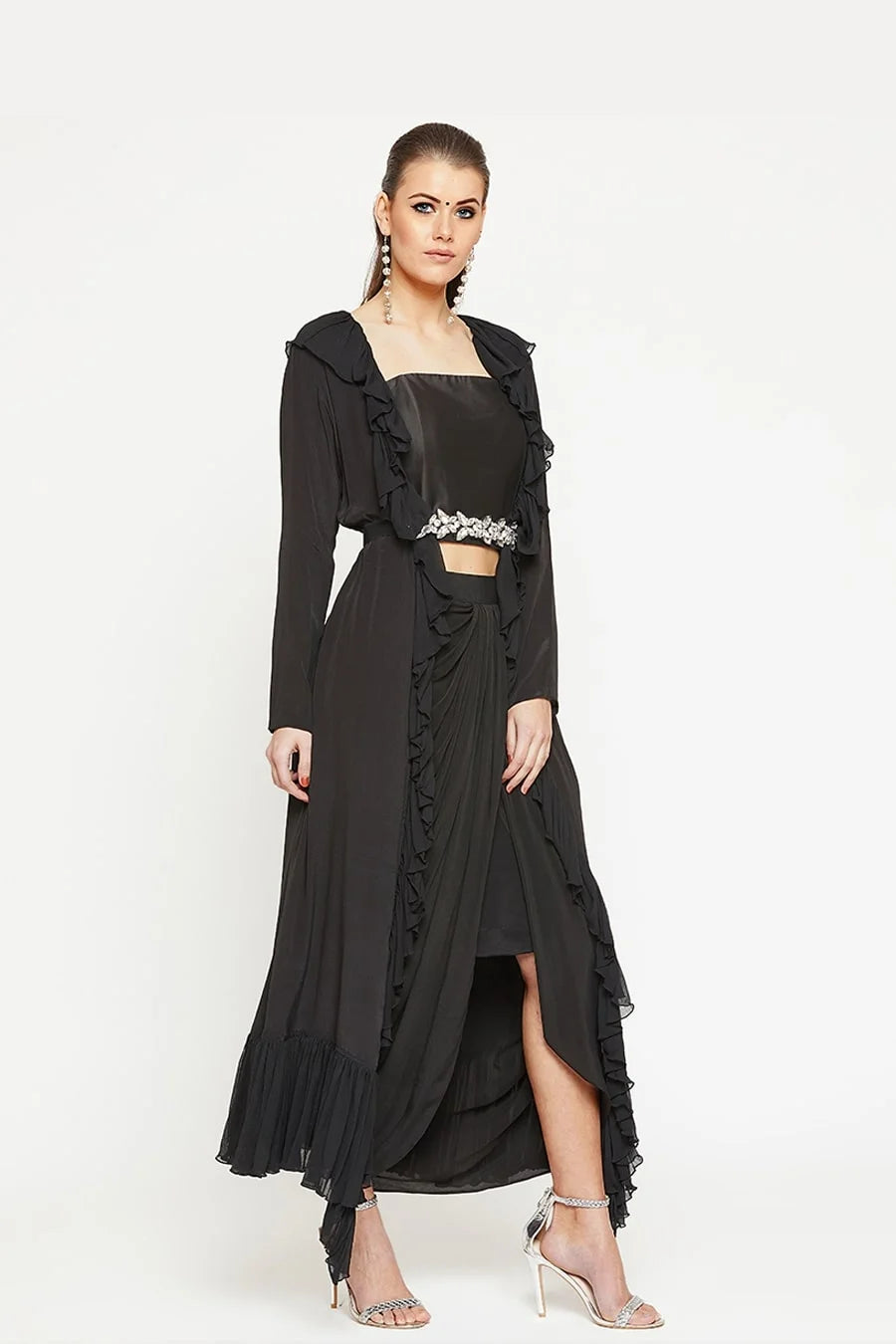 Black Shrug with Dhoti