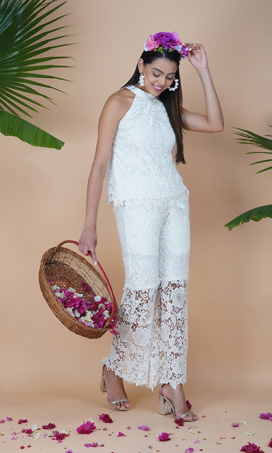 Boudair Lacey Halter Top