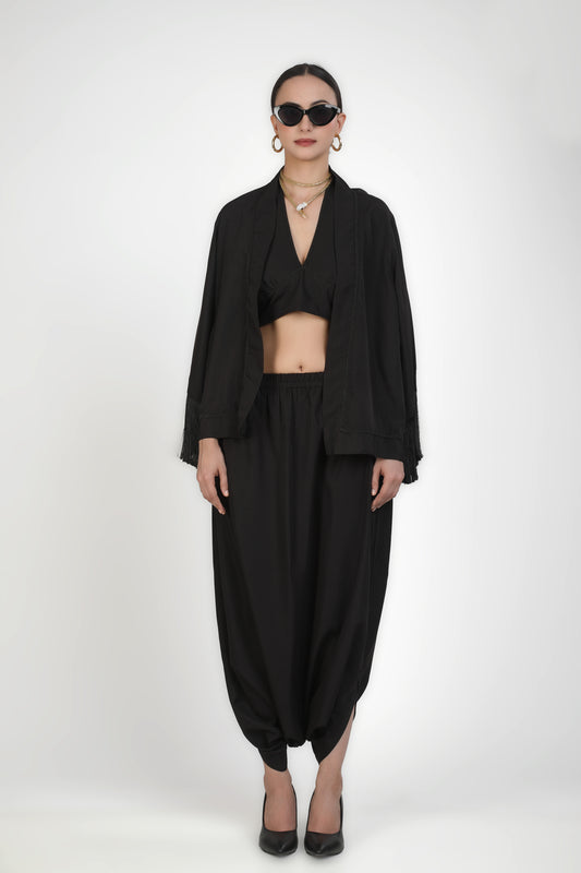 Bralette Shrug Parachute Pant Set