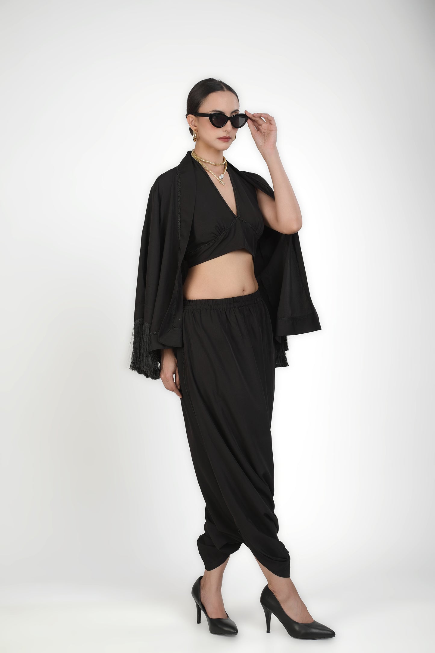 Bralette Shrug Parachute Pant Set
