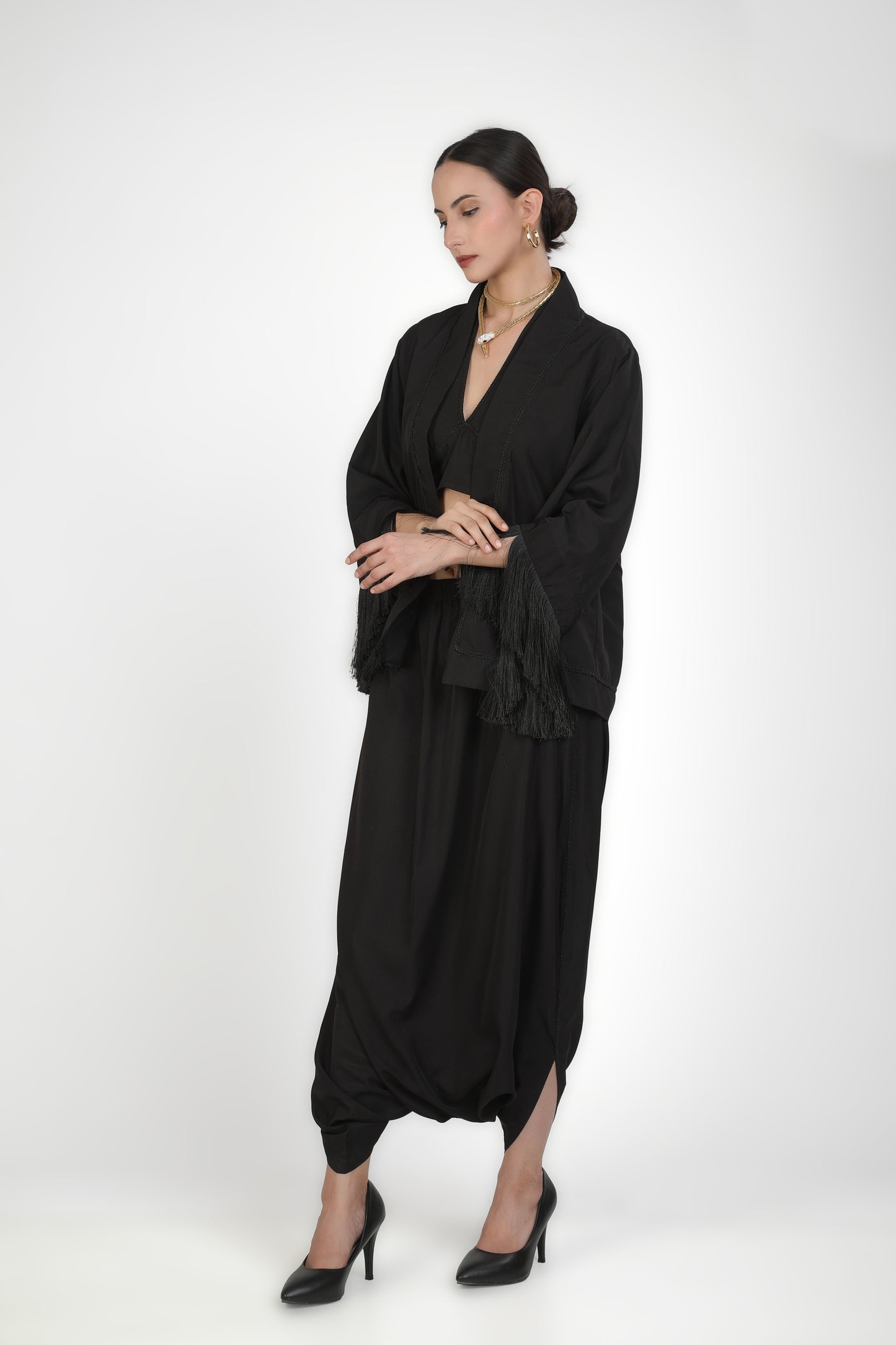 Bralette Shrug Parachute Pant Set