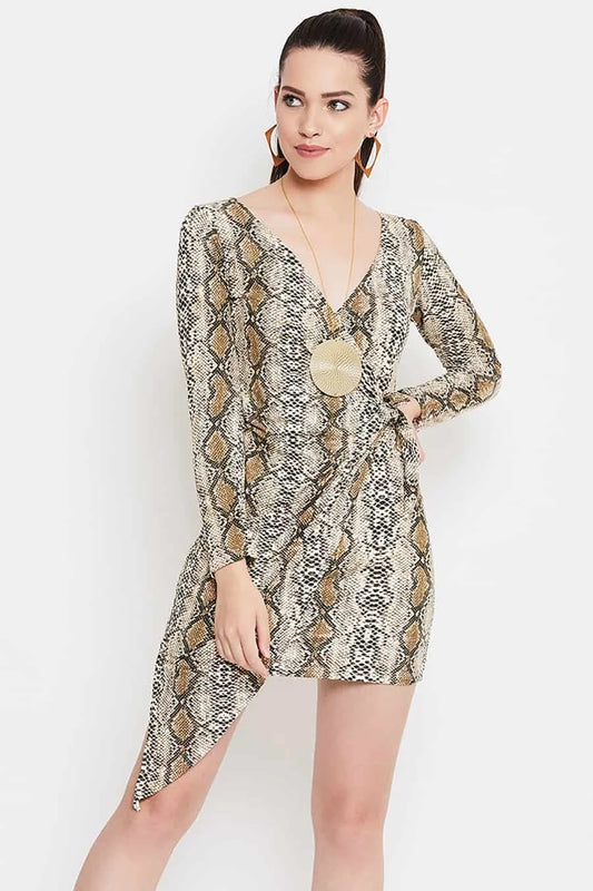 Brown Snake Print Dress
