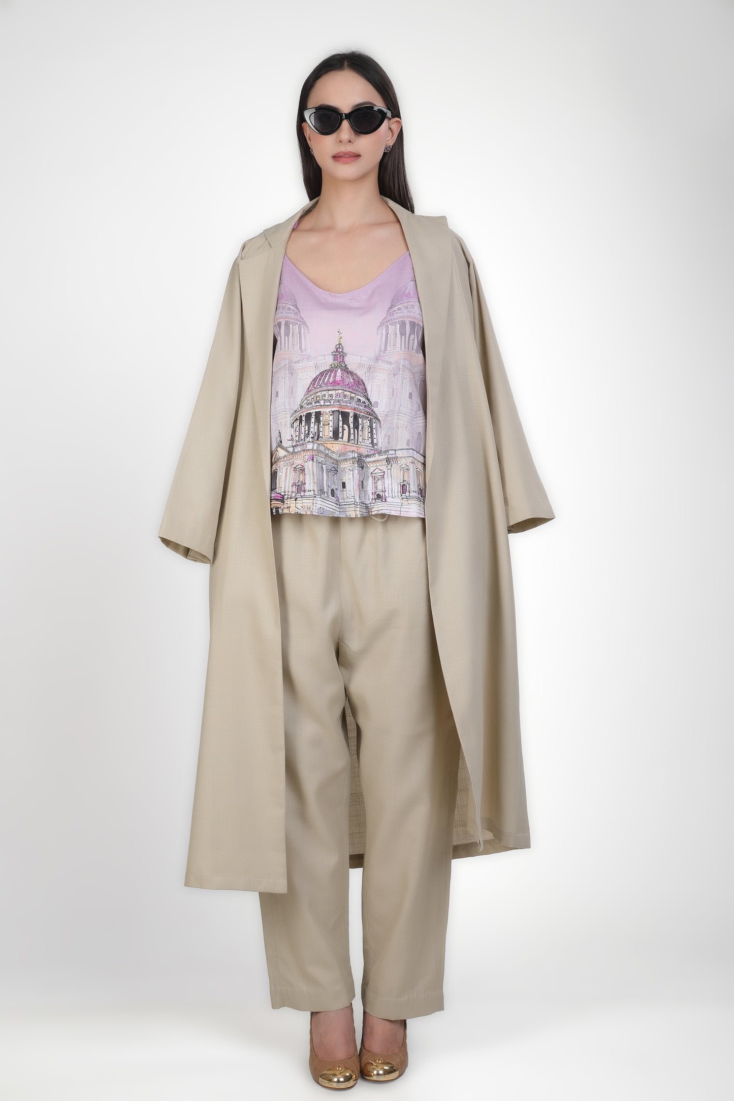 Cascade Cityscape Co-ord With Lavender Spaghetti