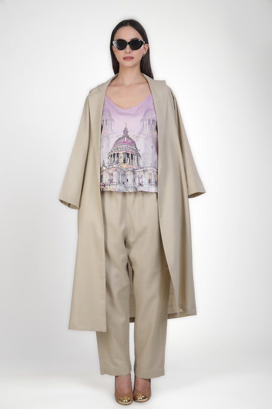 Cascade Cityscape Co-ord With Lavender Spaghetti