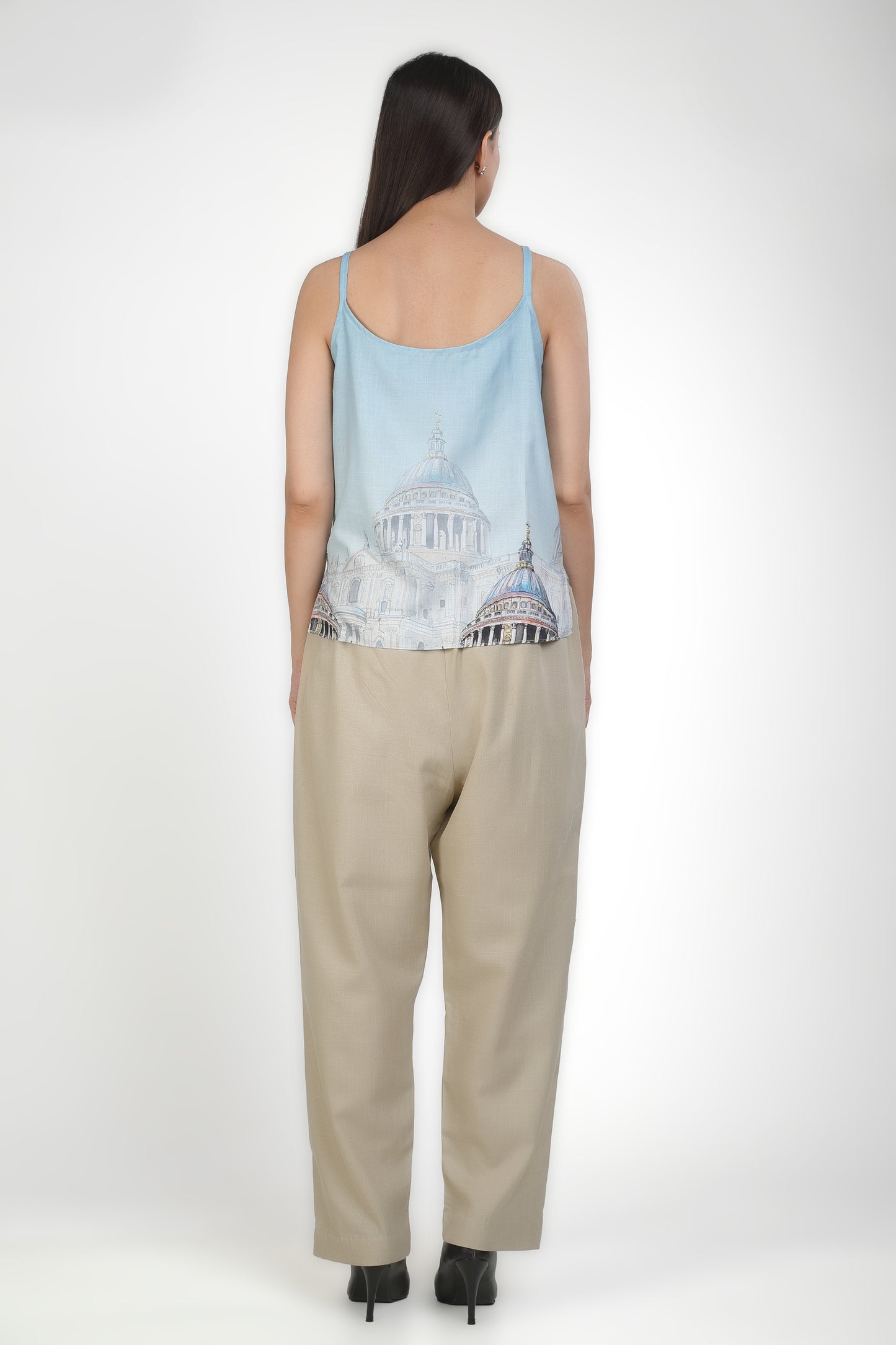 Cascade Cityscape Co-ord With Pastel Blue Spaghetti