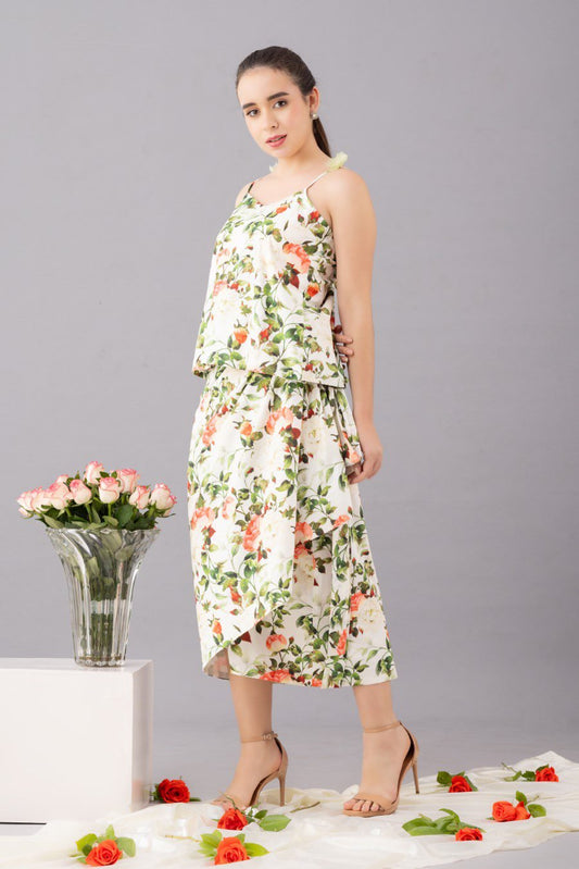 Cotton Printed Wrap Skirt Coord Set