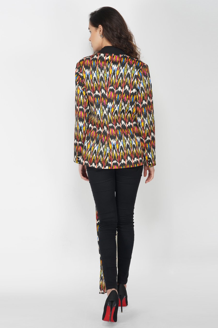 Stylized Ikat Print Blazer