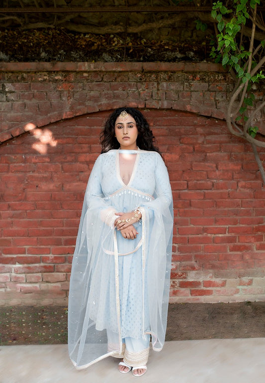 Kovet Dusky Blue V-Neck Suit