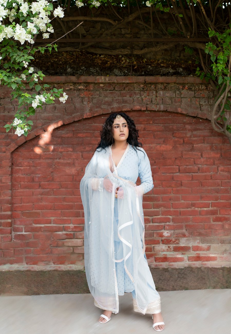 Kovet Dusky Blue V-Neck Suit