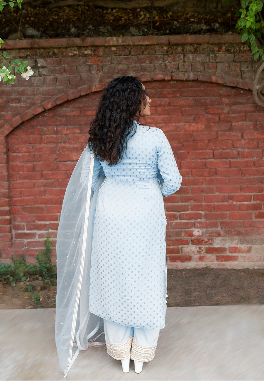 Kovet Dusky Blue V-Neck Suit