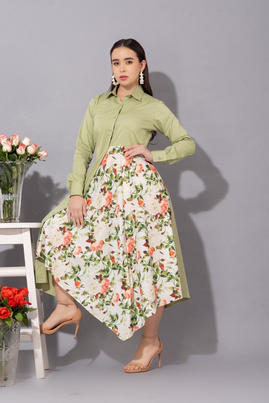 Green Asymmetrical Dress