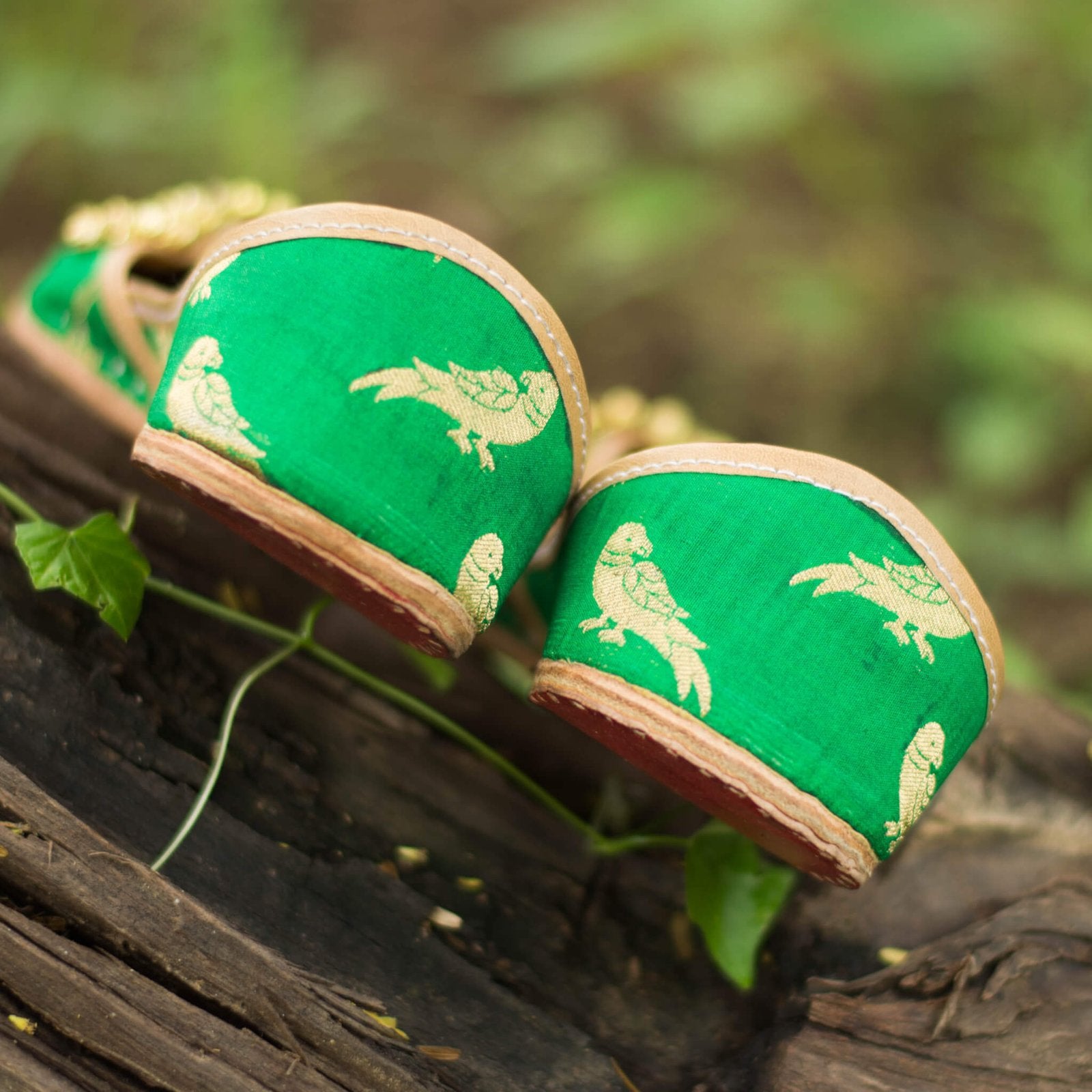 Green Embroidered Mojri