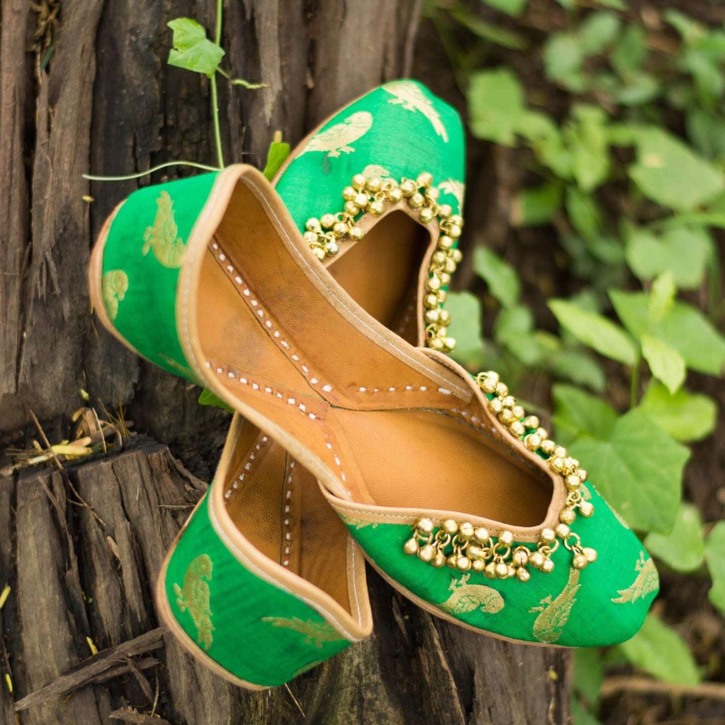 Green Embroidered Mojri